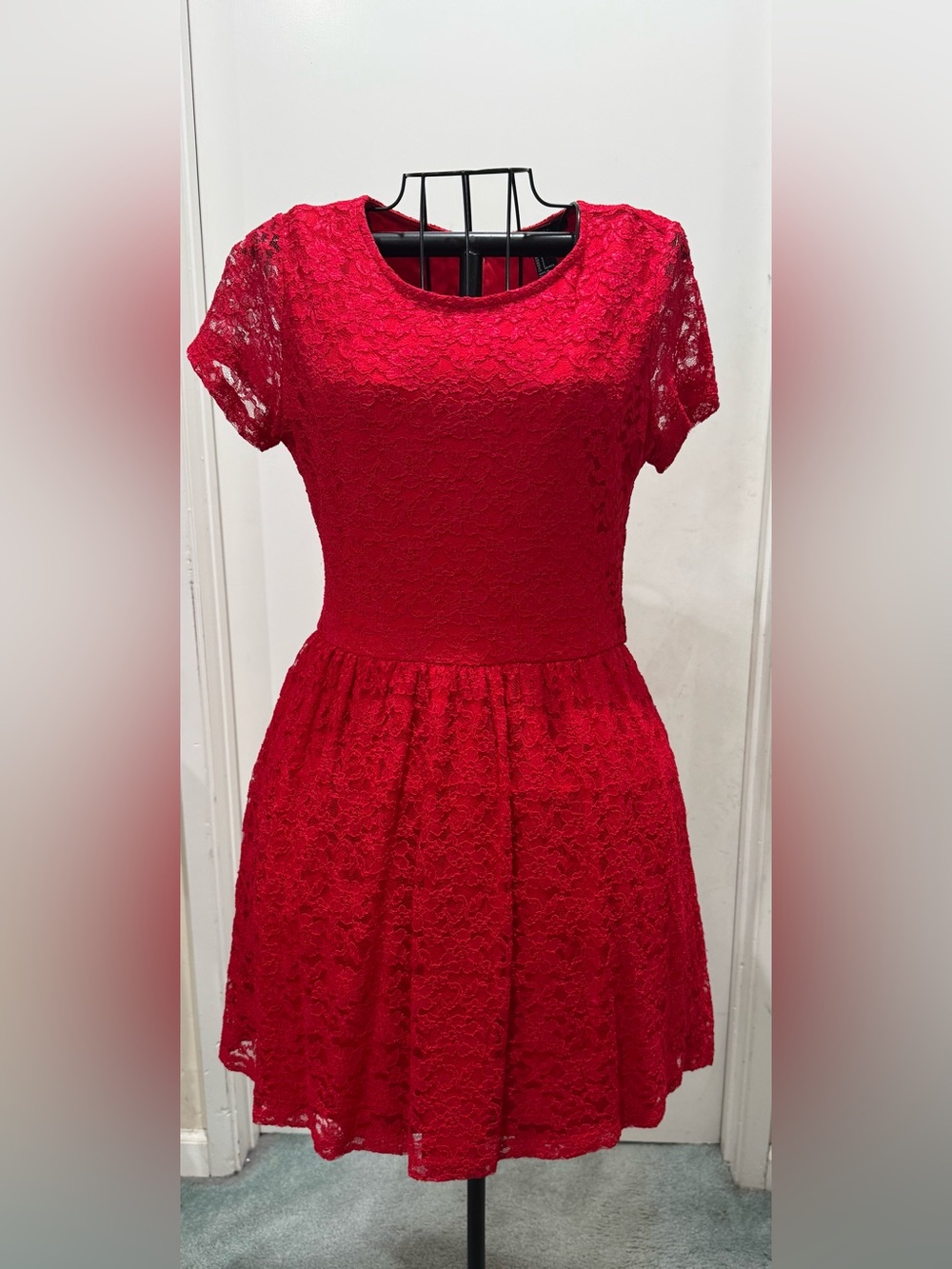 Forever21 Red Lace Fit-and-Flare Dress